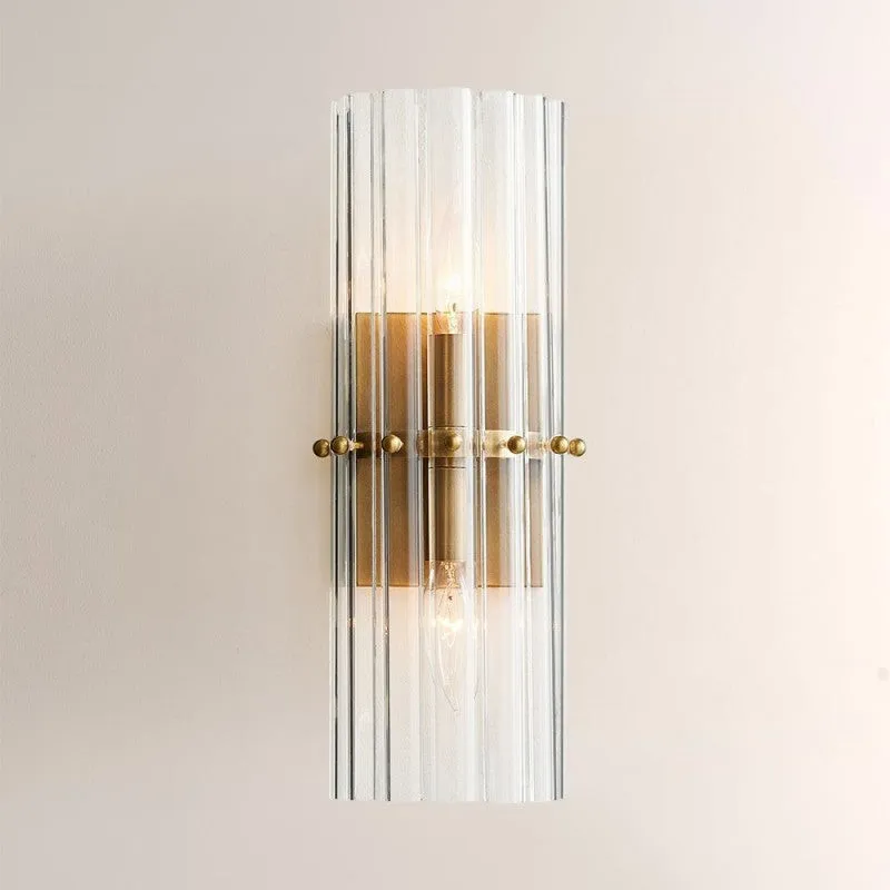 Elegant Gold Fluted Crystal Wall Sconce KL891