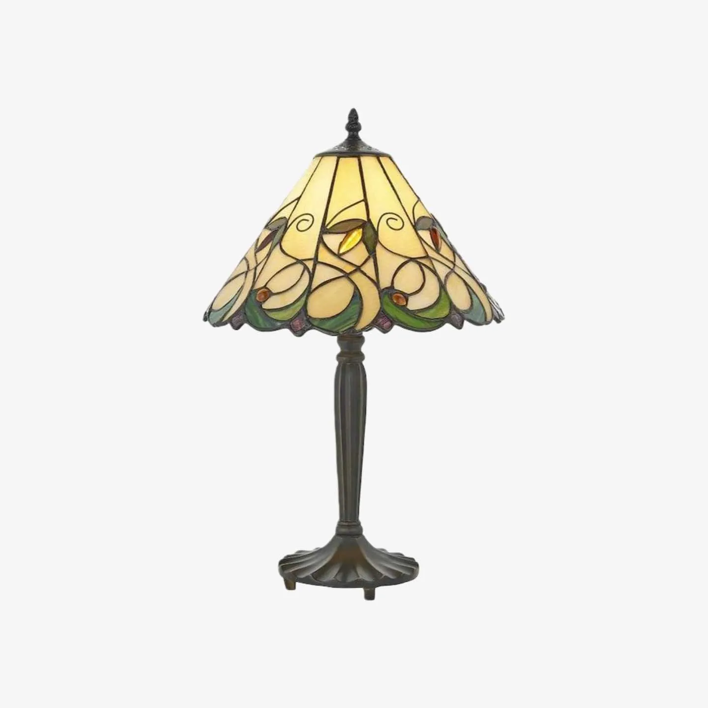 TF Jamelia Classic Stained Glass Table Light Lamp - Handcrafted Glass Light for Bedroom KL1806