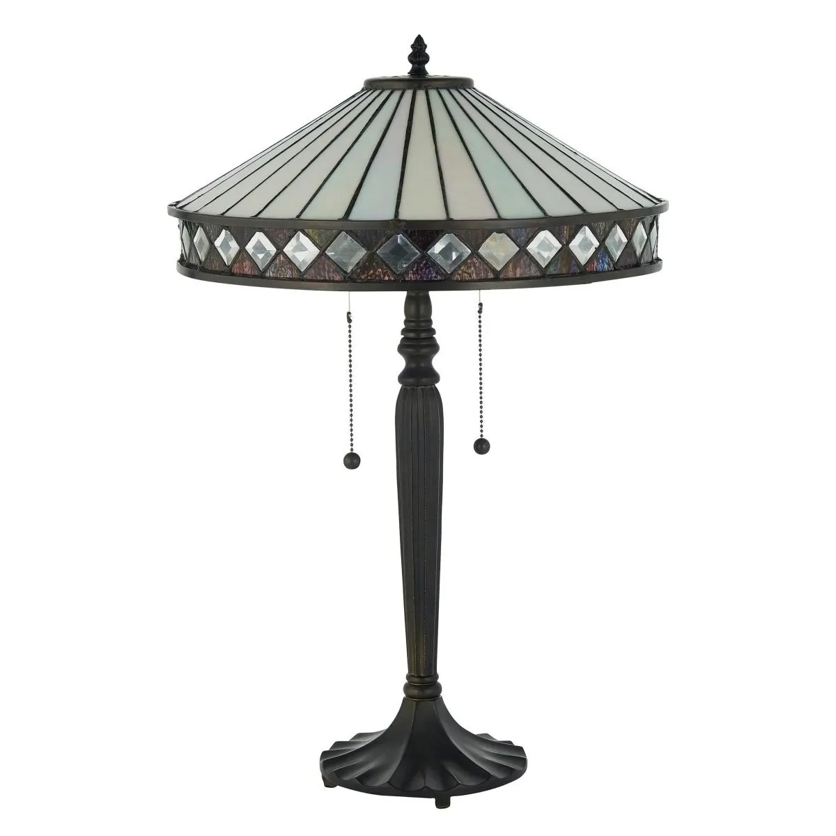 TF Fargo Geometric Stained Glass Table and Floor Lamp - Vintage Art Deco Lamp for Living Room KL1963