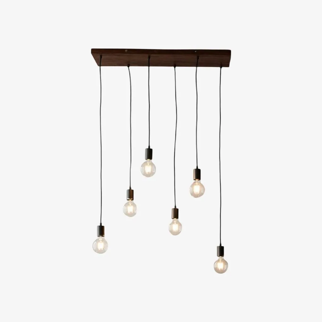 Vornix 6-Light Linear Pendant - Timber Beam Modern Industrial Fixture for Kitchen Island Dining Room KL1804