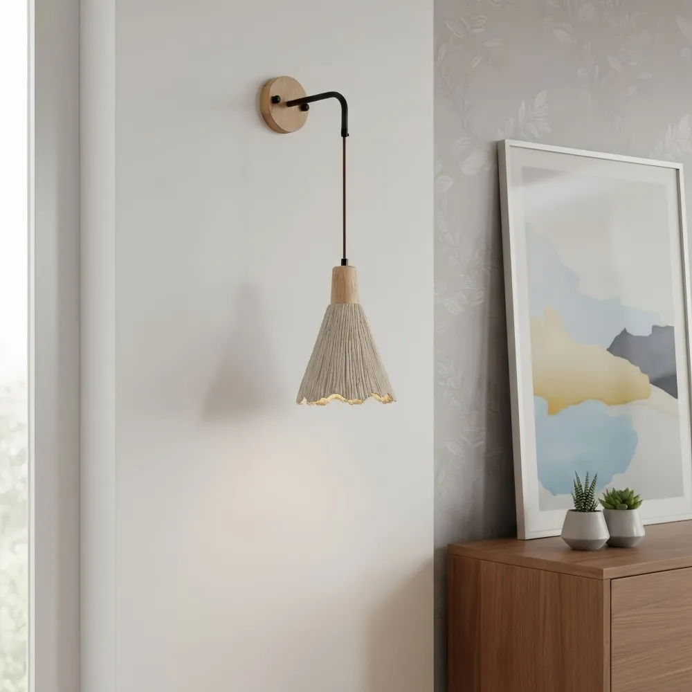 Solaraeon Microcement Minimalist Concrete Wall Sconce - Indoor Accent Lighting for Living Room KL2293