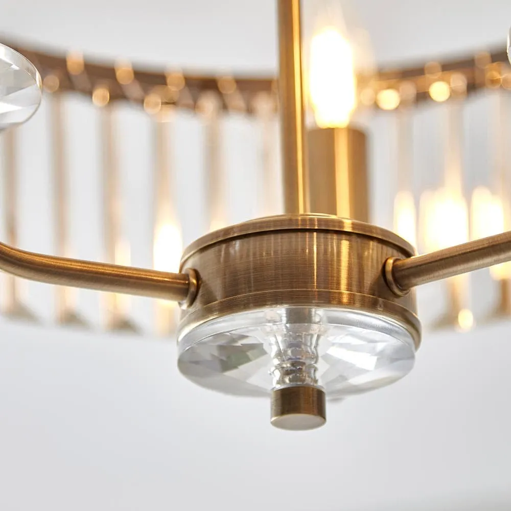 Beveline 3 Light Round Semi Flush - Faceted Cut Glass Shade Metal Finish for Hallways and Bedrooms KL1833