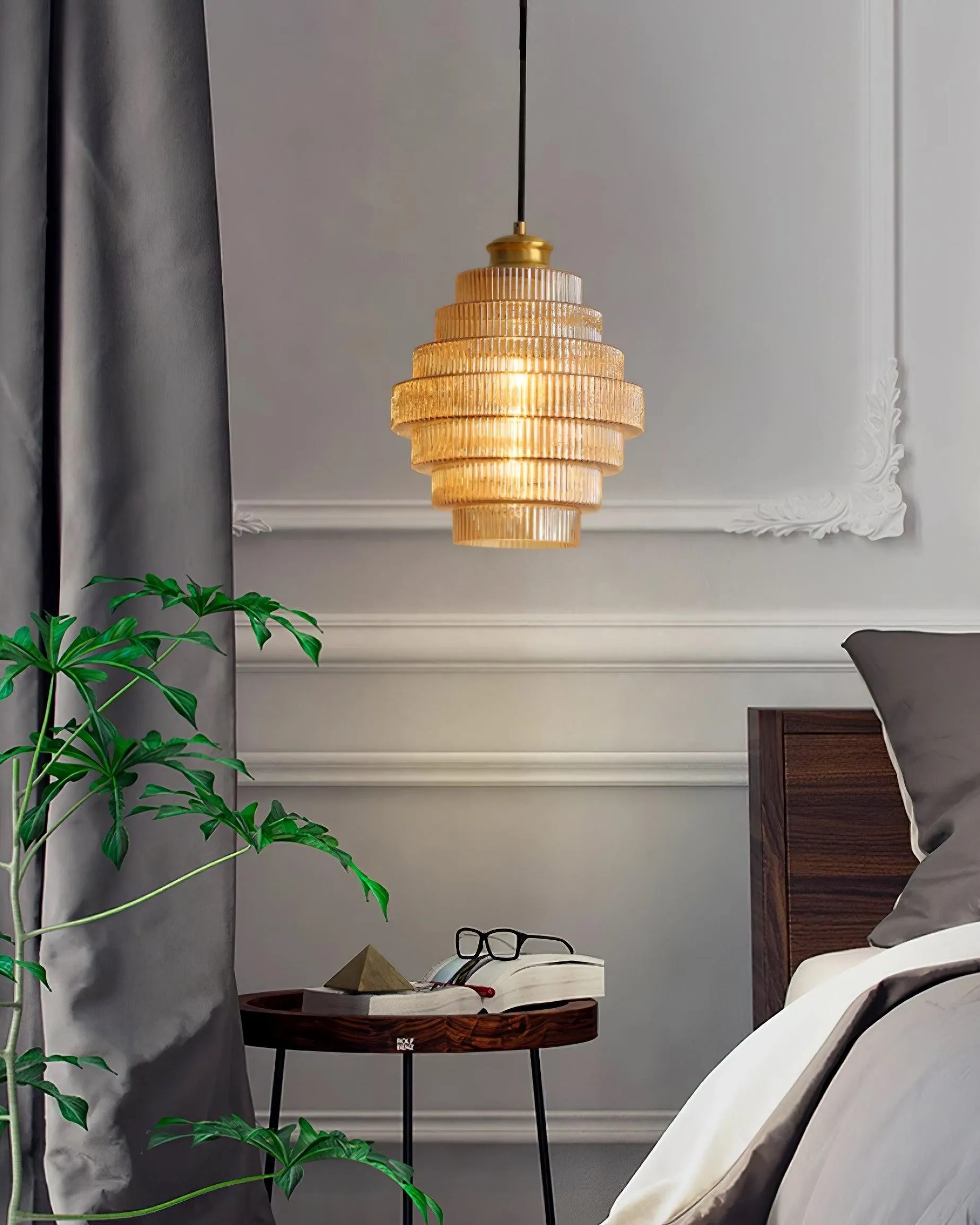 Bottis Layered Glass Pendant Light - Honey Pot Shade Pendant Lamp for Living Room KL467