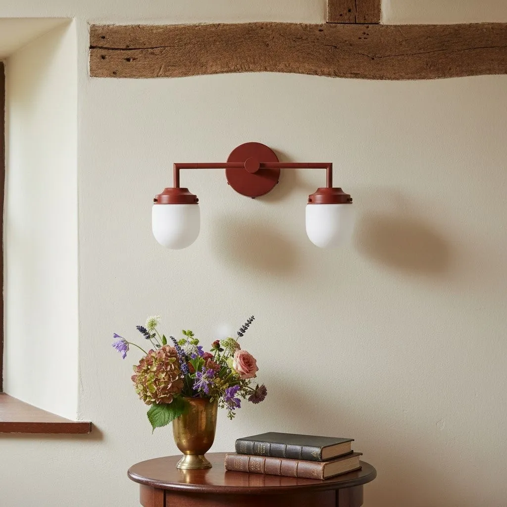 Opalume Glass Double Vanity Light - Vintage Style Bathroom Double Wall Lighting KL1430
