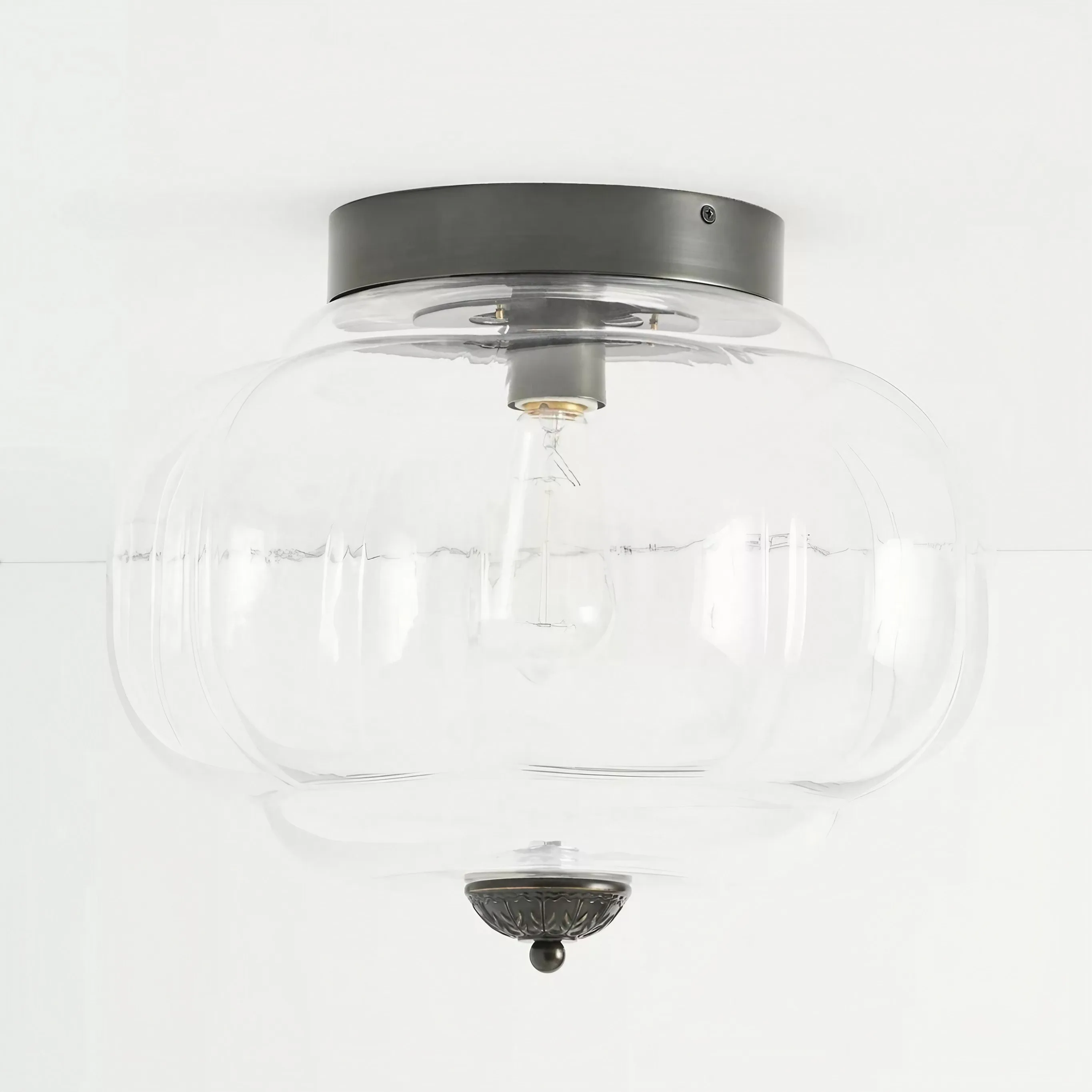 Eloise Pumpkin Inspired Retro Design Glass Ceiling Light - Accent Lighting for Living Room KL1393