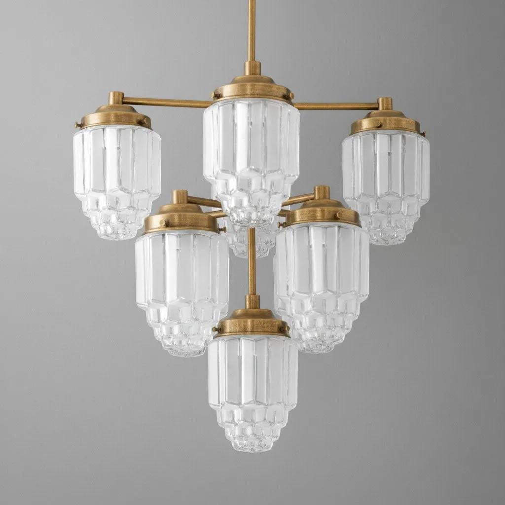 Tierlux Glass Textured Brass Chandelier – Timeless Lighting with Style KL1479