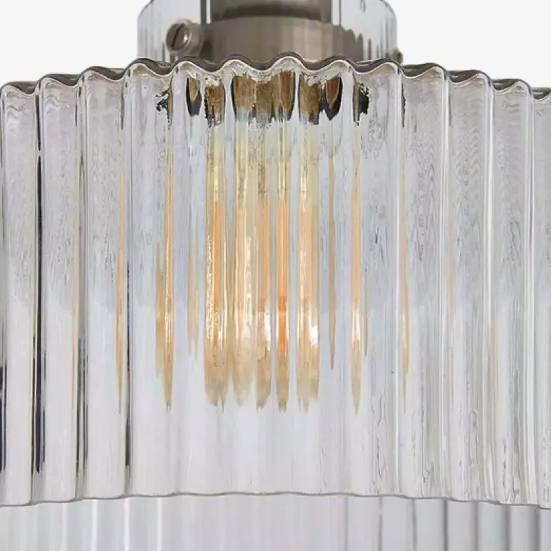 Ribora Ribbed Glass Flush Mount Ceiling Light - Industrial Vintage Style Indoor Lighting KL2203