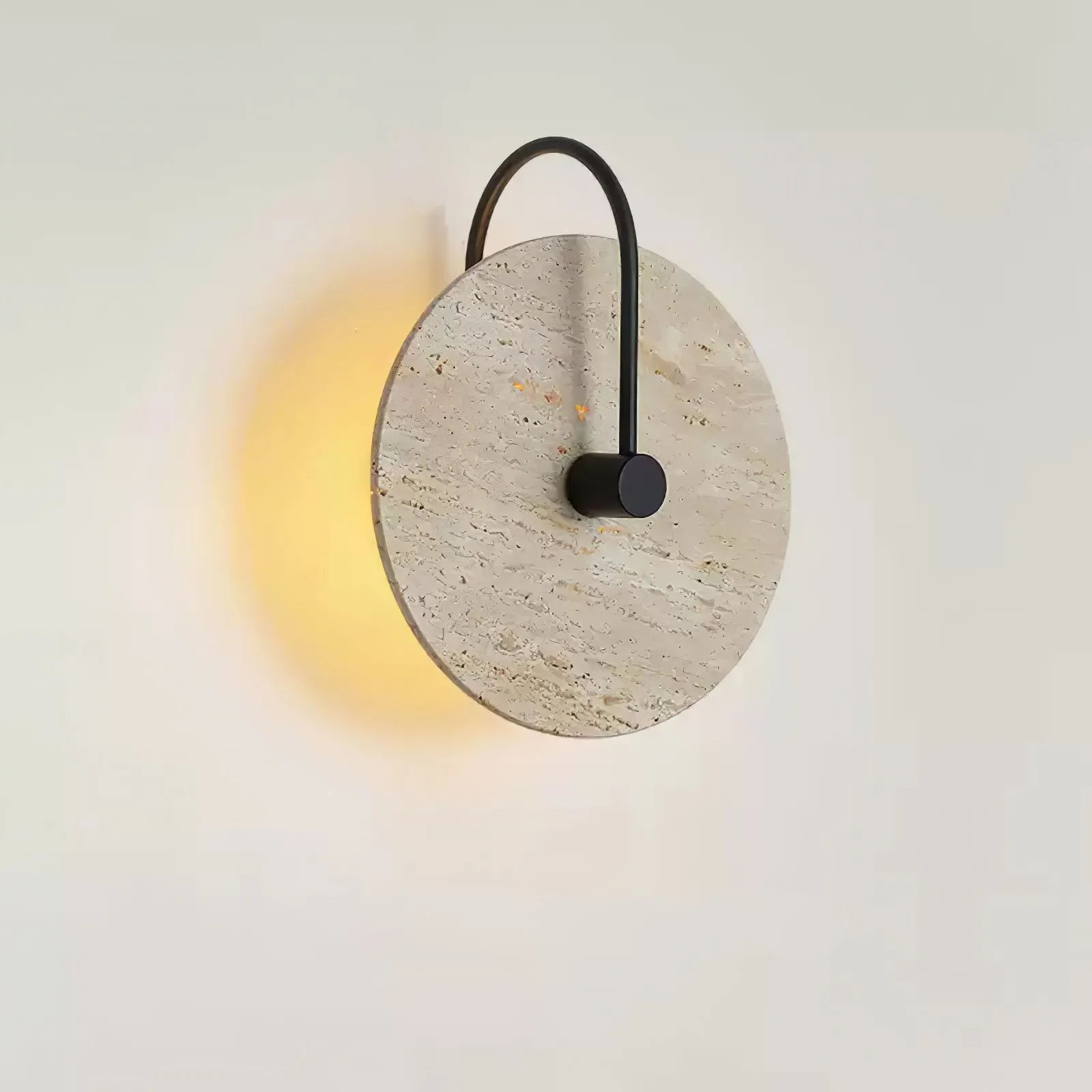 Simple Clock-Shaped Travertine Wall Lamp KL639