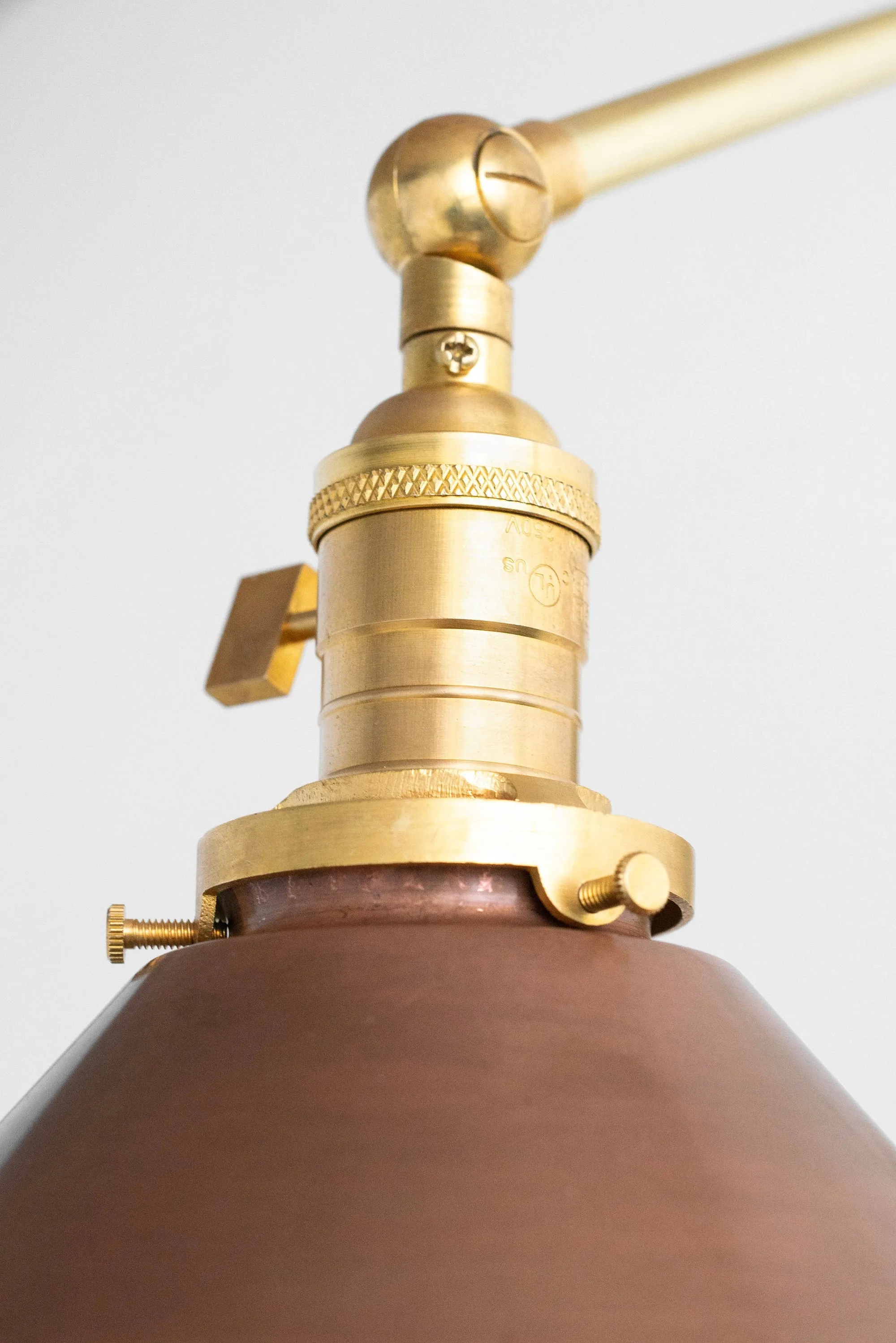 Conique Metal Industrial Wall Sconce with Adjustable Arm - Vintage Copper Cone Shade for Task Lighting KL1526
