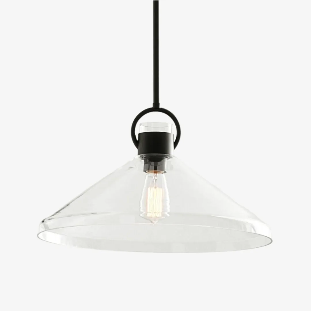 Orvessa Clear Glass Cone Pendant Light - Modern Metal Rod Pendant Light for Kitchen Island KL2345