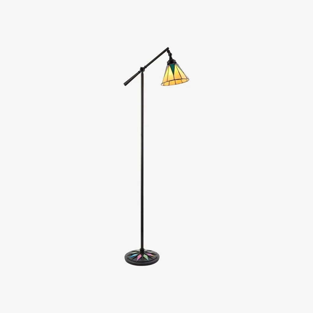 TF Dark Star Tiffany Task Floor Lamp - Art Deco Stained-Glass Floor Light for Living Room KL2006