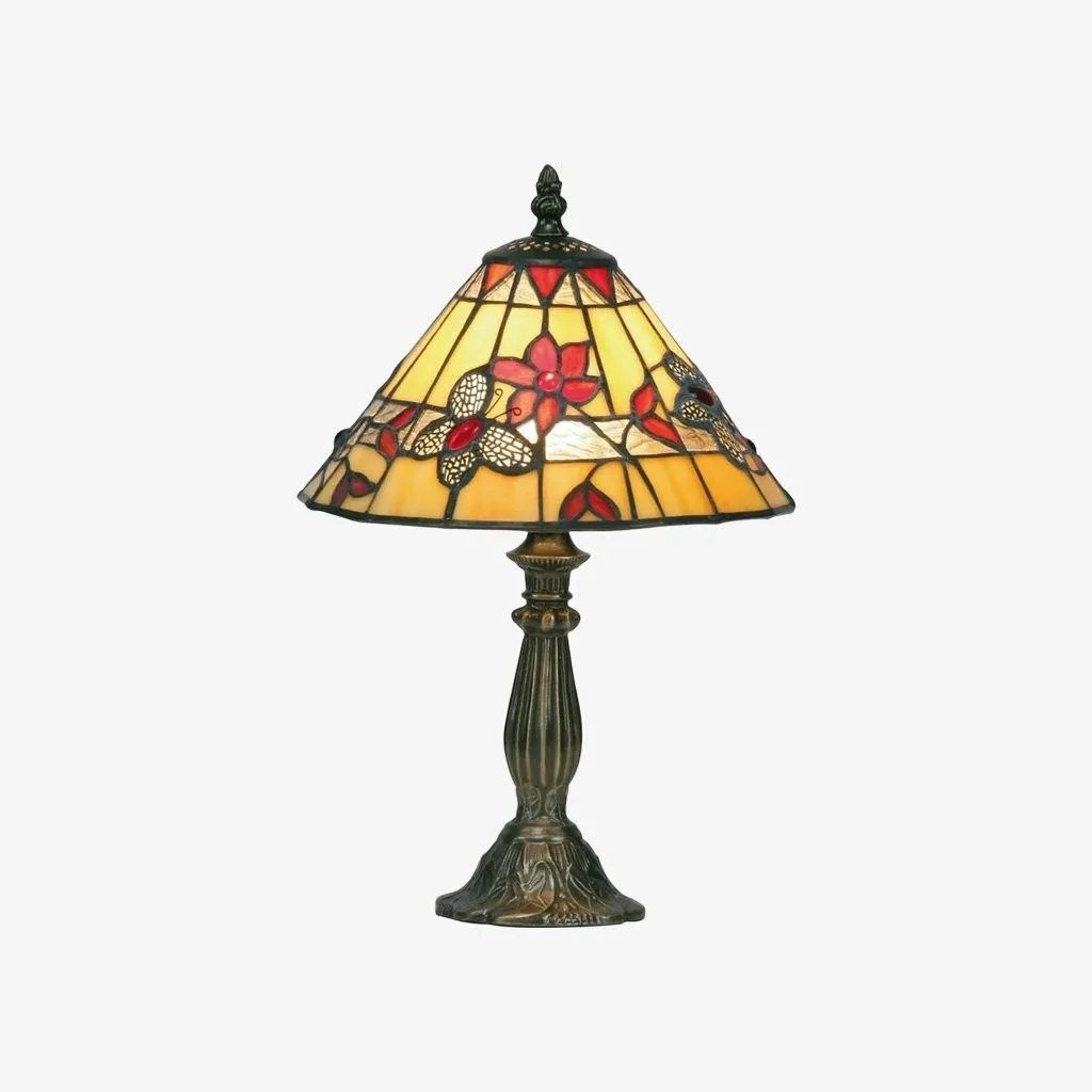 TF Butterfly Table Lamp - Hand-Cut Stained Glass Shade Table Light for Living Room and Bedroom KL1807