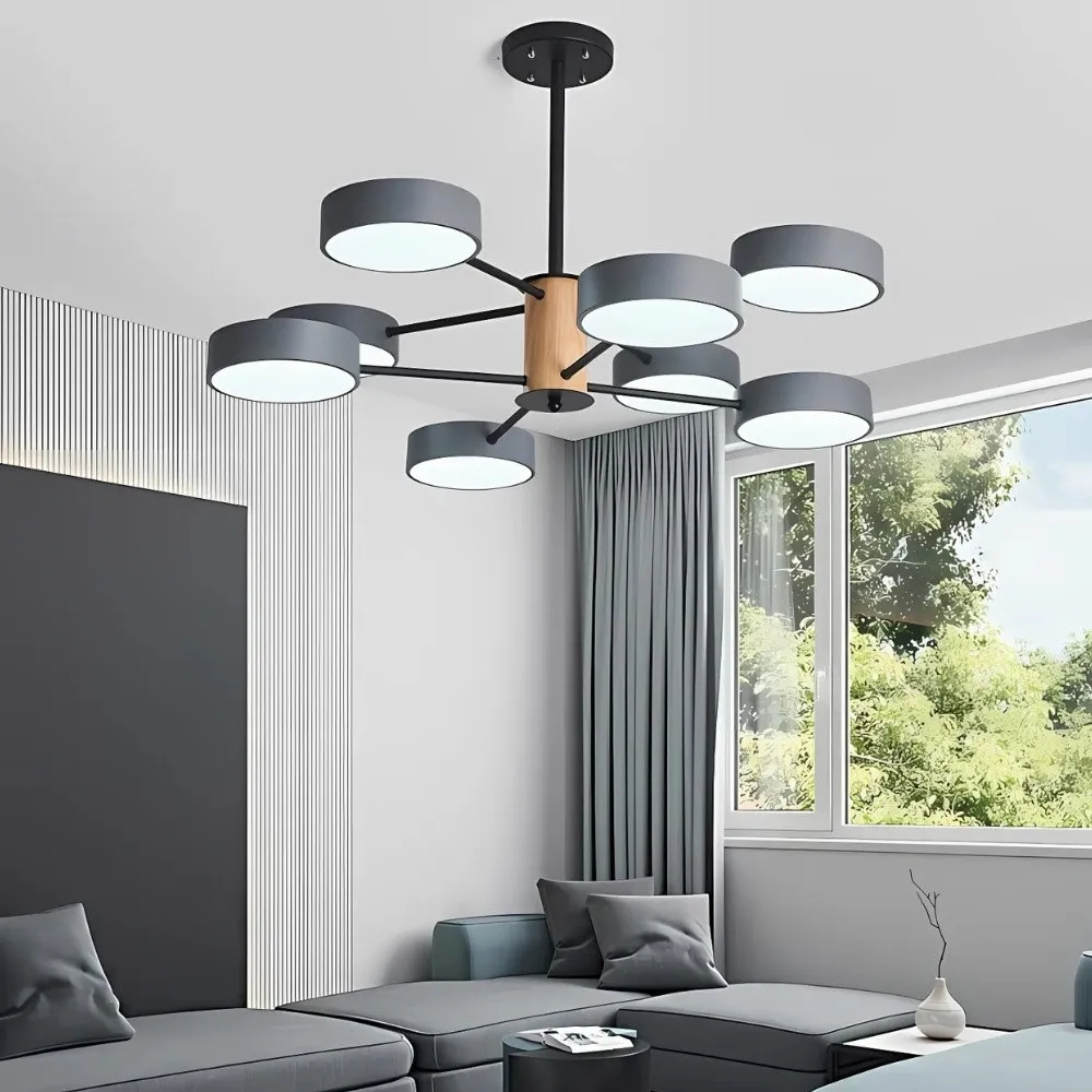 Scandinavian Branched Round Wood Chandelier KL886