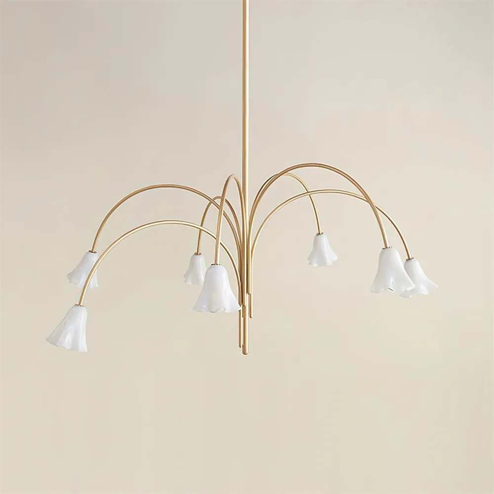 Bellina Modern Romantic Chandelier - Botanical Lily Design with Glass Flowers KL1449