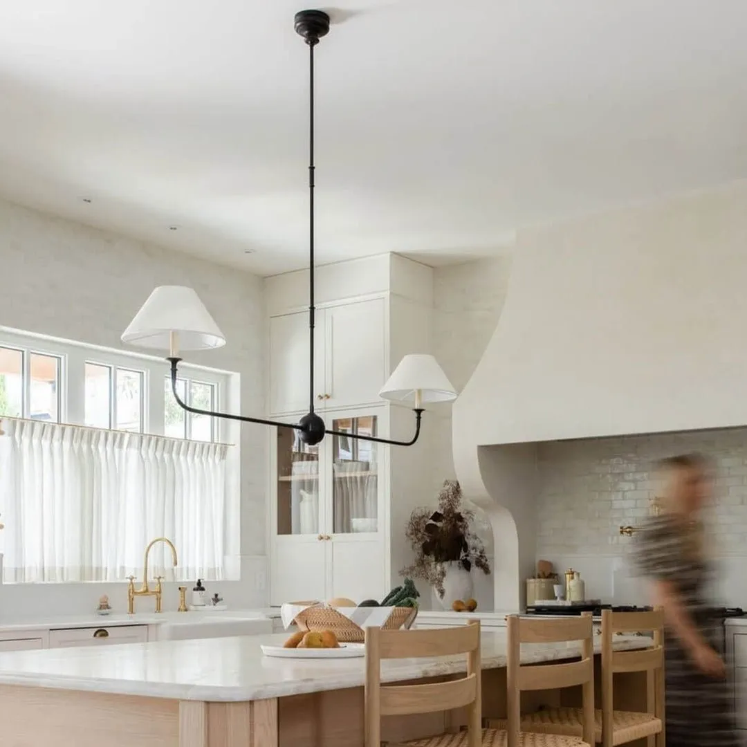 Modern Industrial Metal Chandelier – Luxury Linen Shade Design for Dining or Living Room KL1218