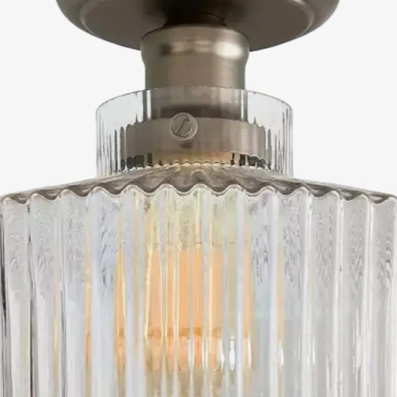 Ribora Ribbed Glass Flush Mount Ceiling Light - Industrial Vintage Style Indoor Lighting KL2203