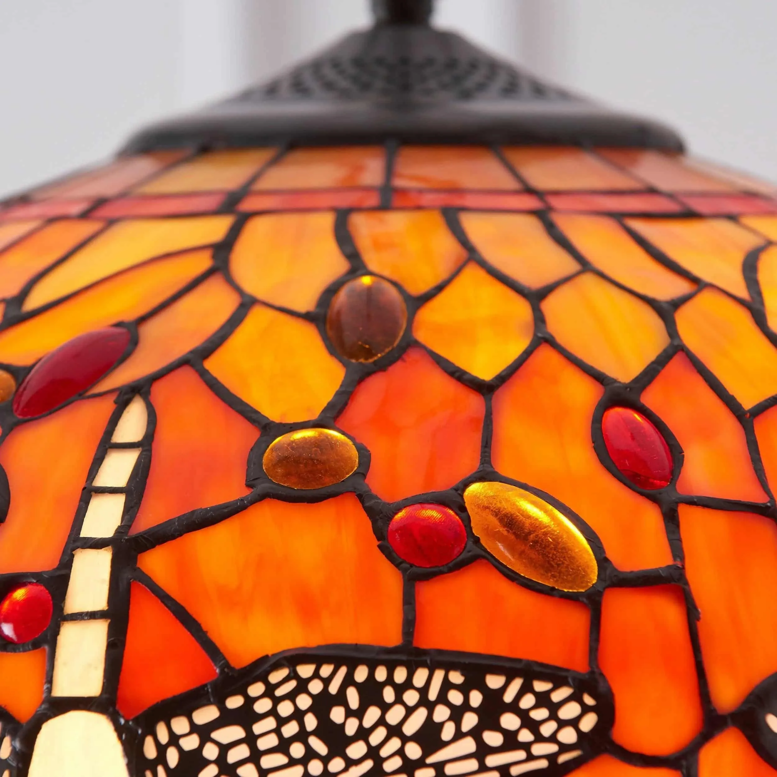 TF Dragonfly Tiffany Pendant Light - Art Nouveau Stained Glass Pendant for Living KL1800