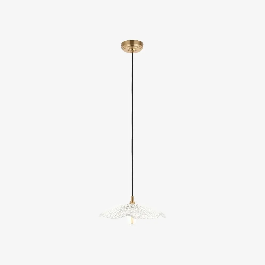 Floriaxis Floral Glass Pendant Light - Floral Glass Shade with Braided Cable for Kitchen or Dining KL1912