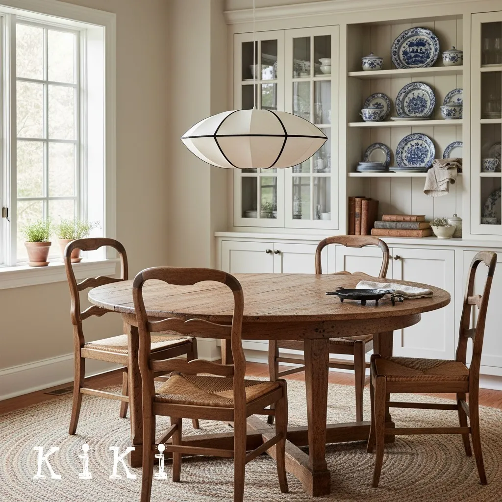 Nordic Bubble Pendant Light – Textured Fabric Shade Hanging Lamp KL114