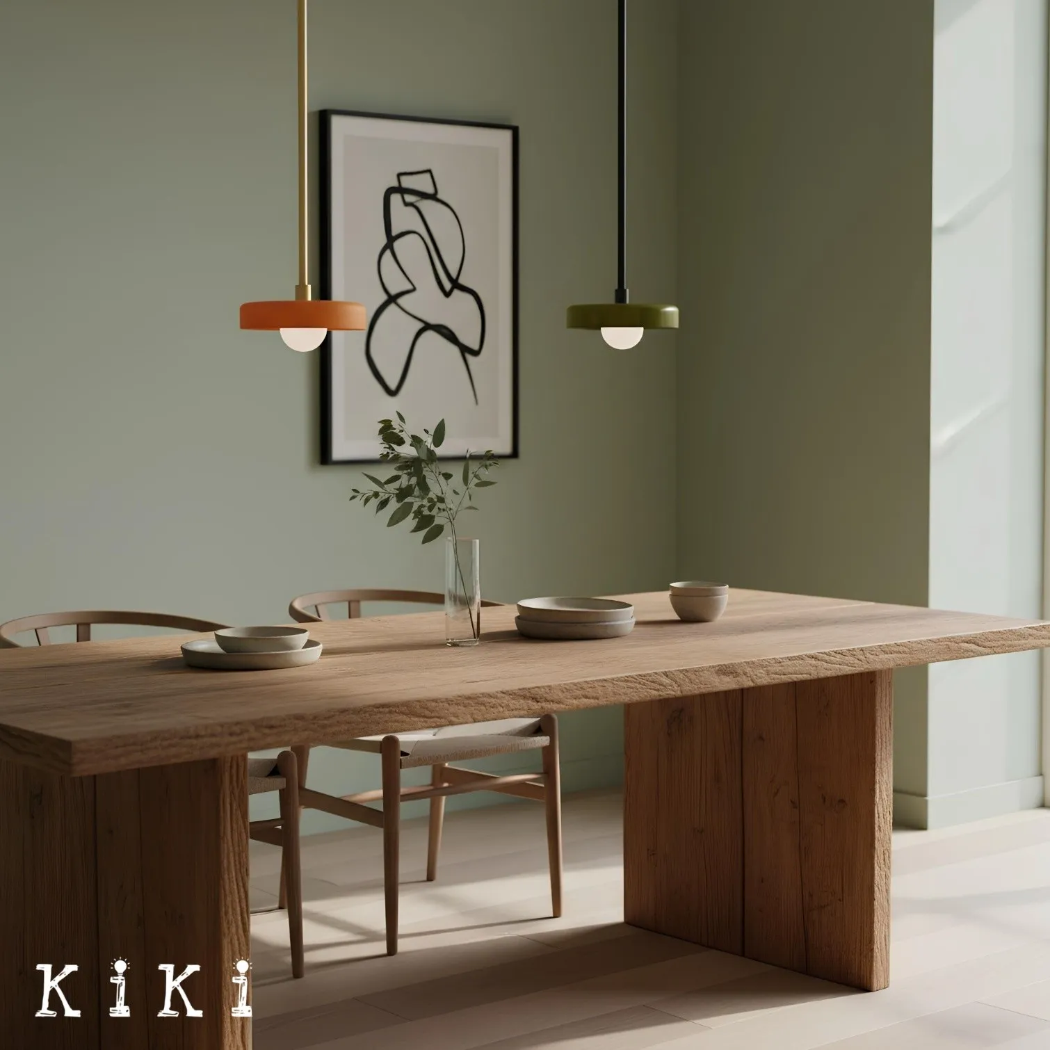 Metal Rod Glass Disc Orb Pendant Light KL923