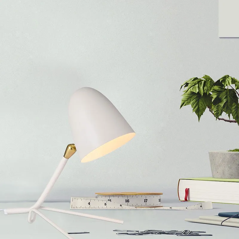 Geometric Metal Frame Tripod Table Lamp - Minimalist Modern Accent Light for Bedroom or Office