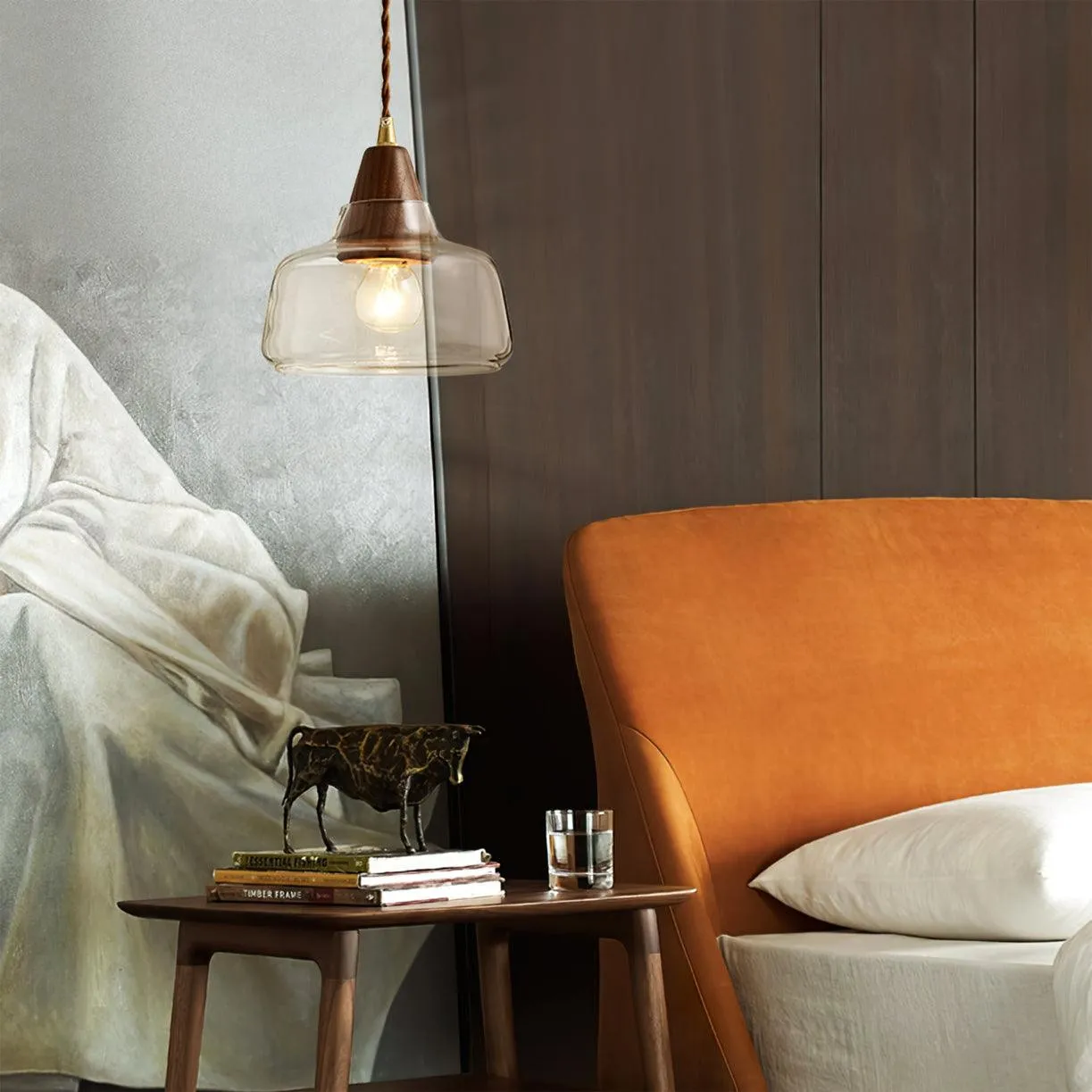 Walnut Glass Pendant Lamp KL751