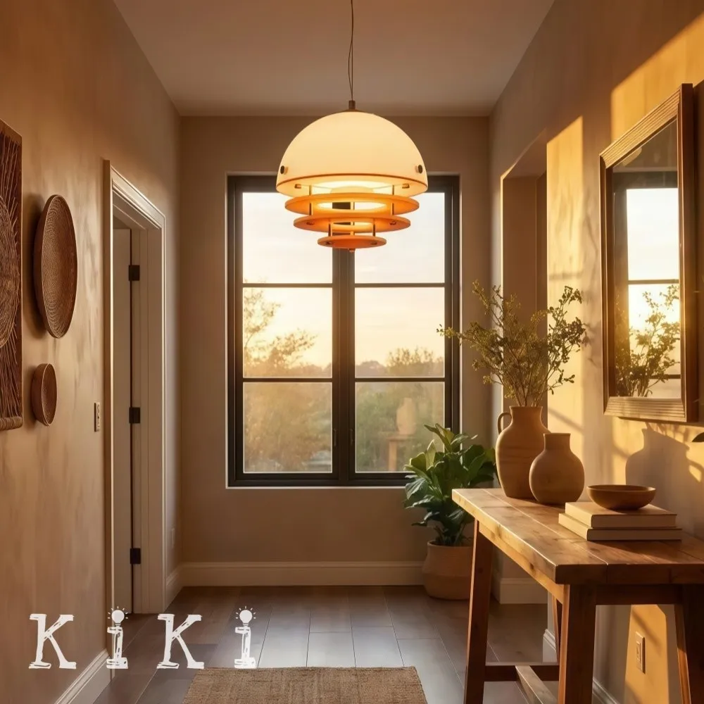 Sunset Pendant Light - Medieval Bauhaus Orange Orb Pendant Light KL880