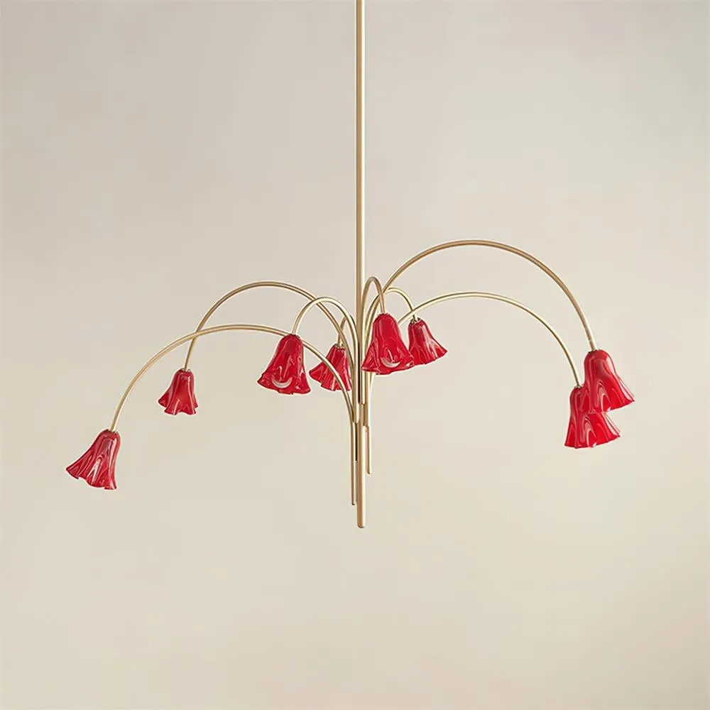 Bellina Modern Romantic Chandelier - Botanical Lily Design with Glass Flowers KL1449