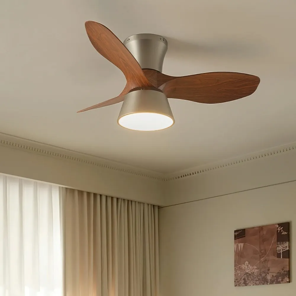 Vintage 3 Blade Silent Ceiling Fan Light For Bedroom KL944