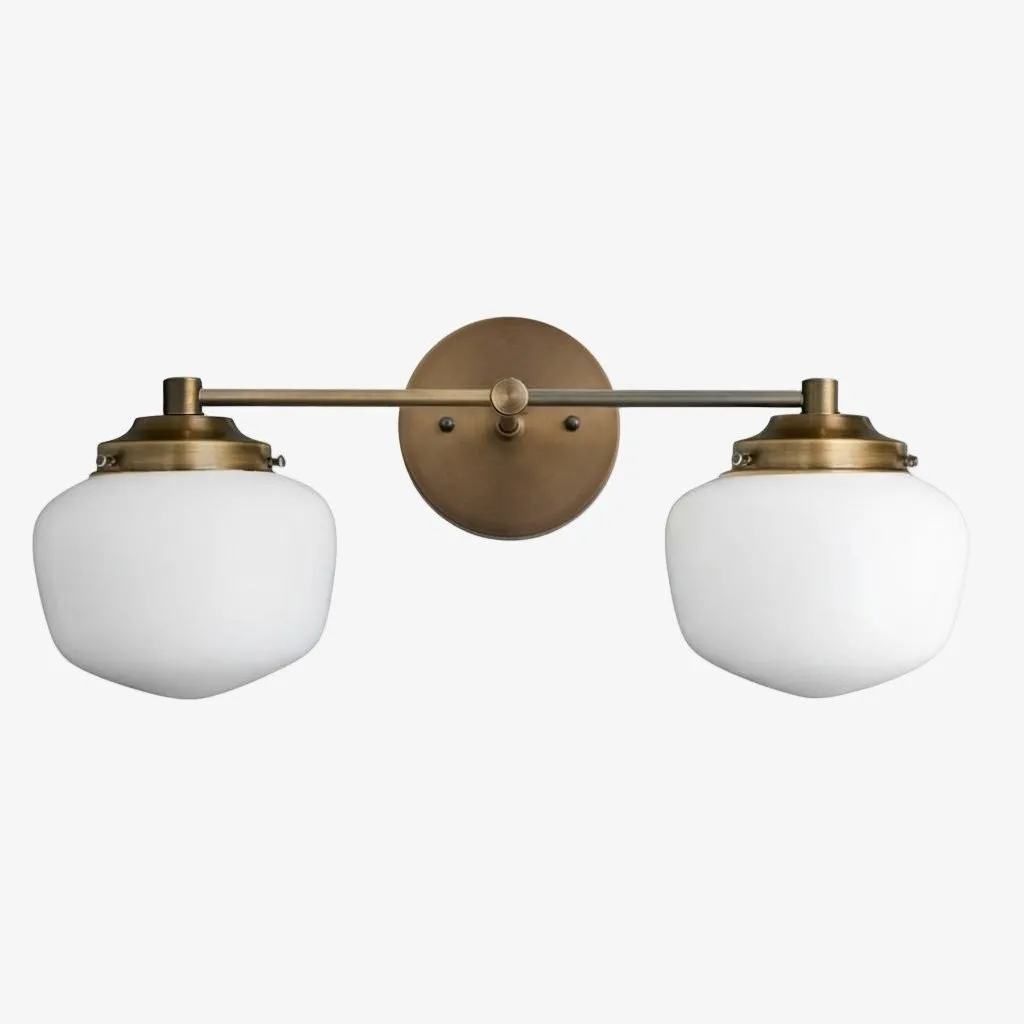 Opalume Glass Art Deco Vanity Light - Bathroom Wall Sconce with White Glass Shades KL1403