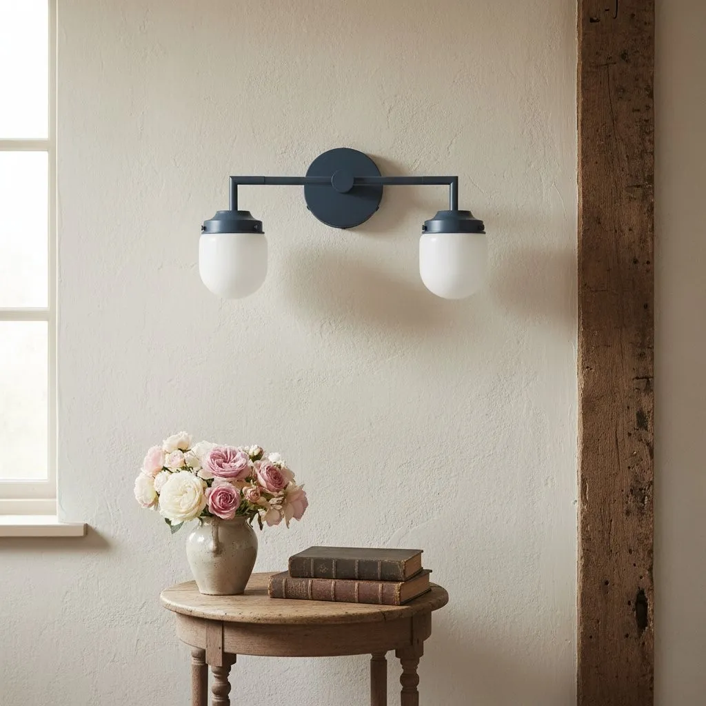 Opalume Glass Double Vanity Light - Vintage Style Bathroom Double Wall Lighting KL1430
