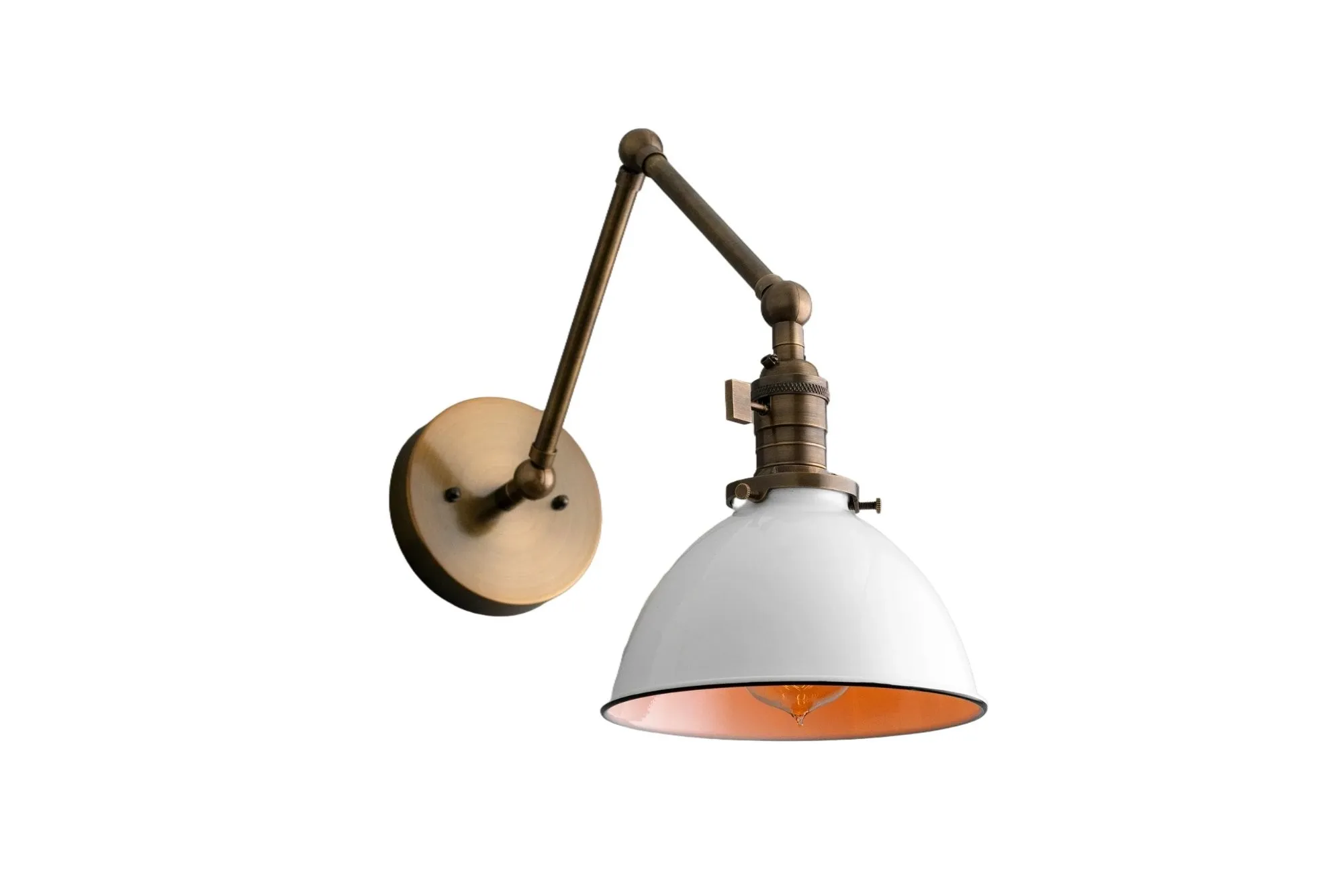 Conique Metal Vintage Industrial Swing Arm Wall Lamp - Adjustable Dome Shade for Study KL1440
