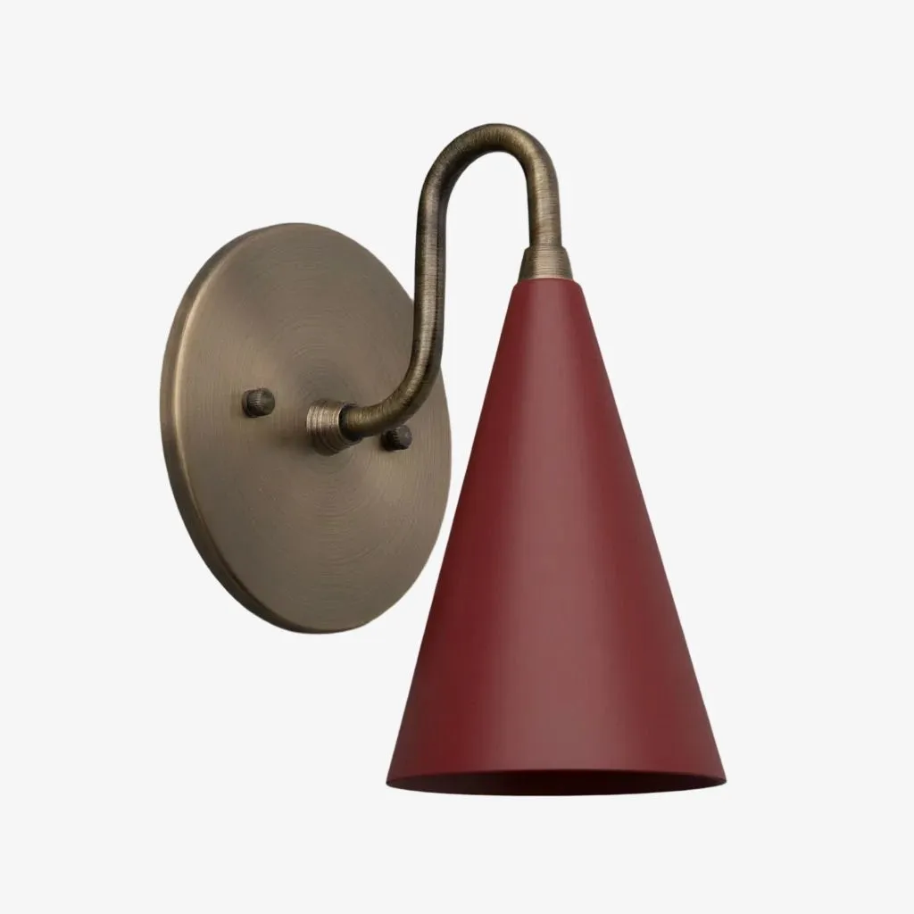 Curva Metal Cone Shade Sconce - Vintage Brass Wall Light for Entryway or Stairwell KL1720