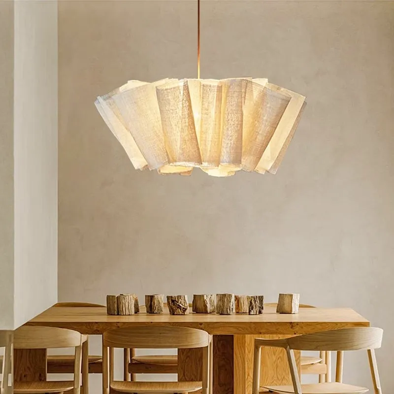 Pleated Linen Fabric Pendant Light – Nordic Layered Fabric Shade Lighting KL1212