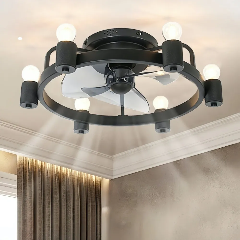 Vintage Industrial Black Ceiling Fan Light For Dining Room KL942
