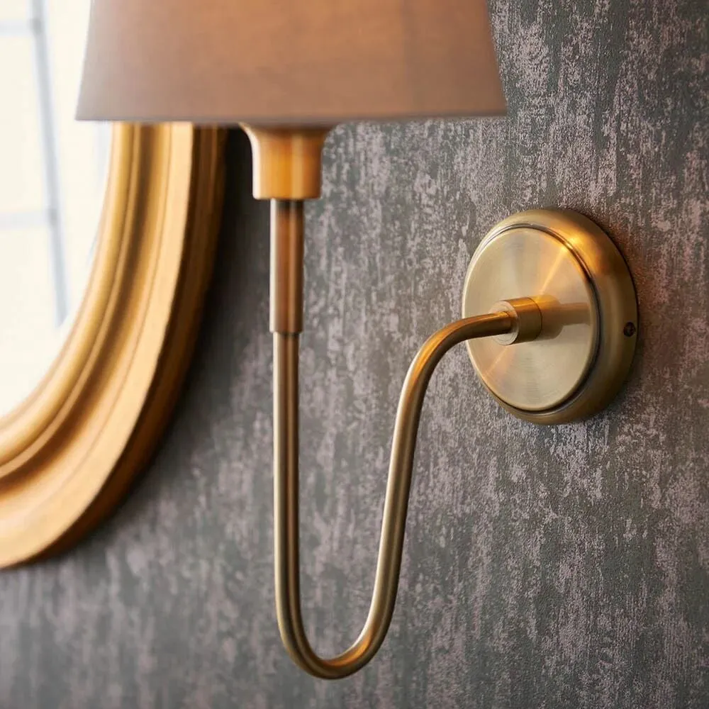 Ivoralux Tapered Fabric Wall Light - Modern Classic Curved Arm Sconce for Hallways or Bedrooms KL1900