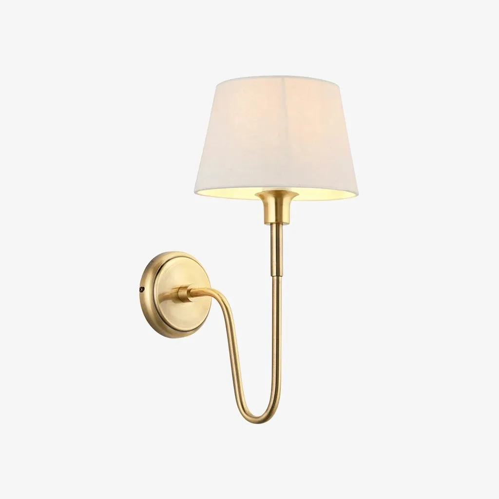 Ivoralux Tapered Fabric Wall Light - Modern Classic Curved Arm Sconce for Hallways or Bedrooms KL1900