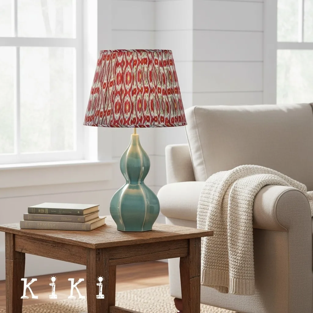 Thalune Pleated Ceramic Table Lamp - Decorative Lamp for Desk Room or Living Area KL2154
