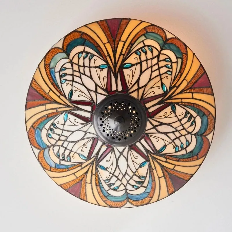 TF Hector Ceiling Light - Handcrafted Stained Glass Design Semi‑Flush or Pendant Fixture for Home KL1974