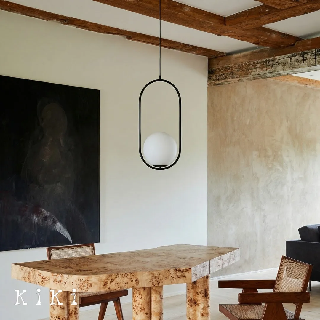 Mila Elegant Sphere Pendant Lamp - Glass Ball Pendant Light for Kitchen or Dining Room