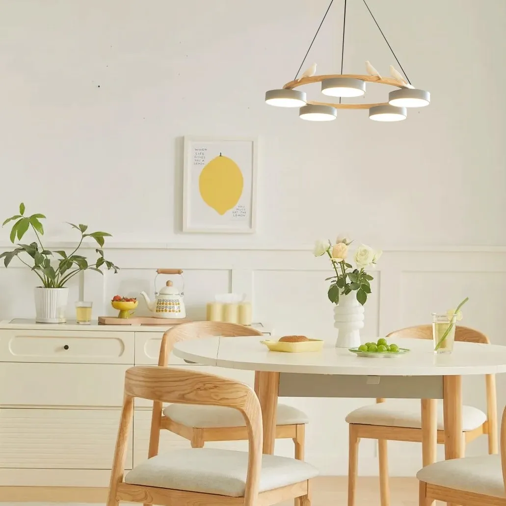 Nordic Wooden Bird Creative Round Chandelier KL775
