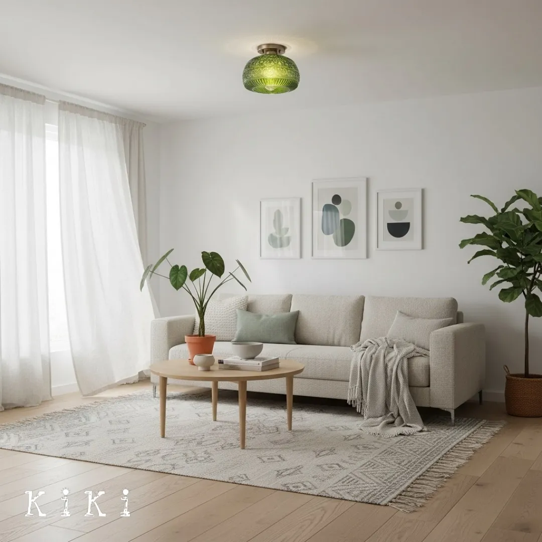 Lurex Engraved Glass Ceiling Light - Classic Floral Semi Flush Mount for Interior KL830