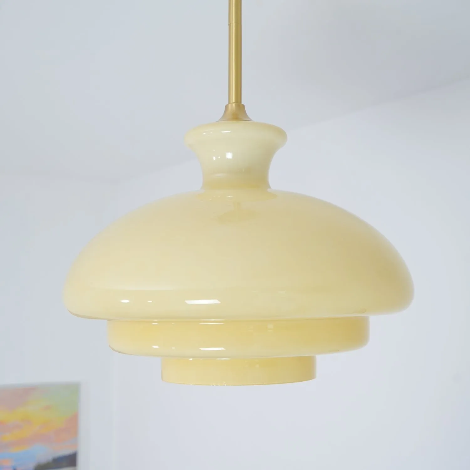 Round Yellow Stylish Simple Glass Pendant Lamp KL558