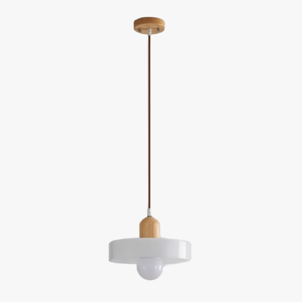 Modern Nordic Disc Orb Glass Wood Pendant Light KL884