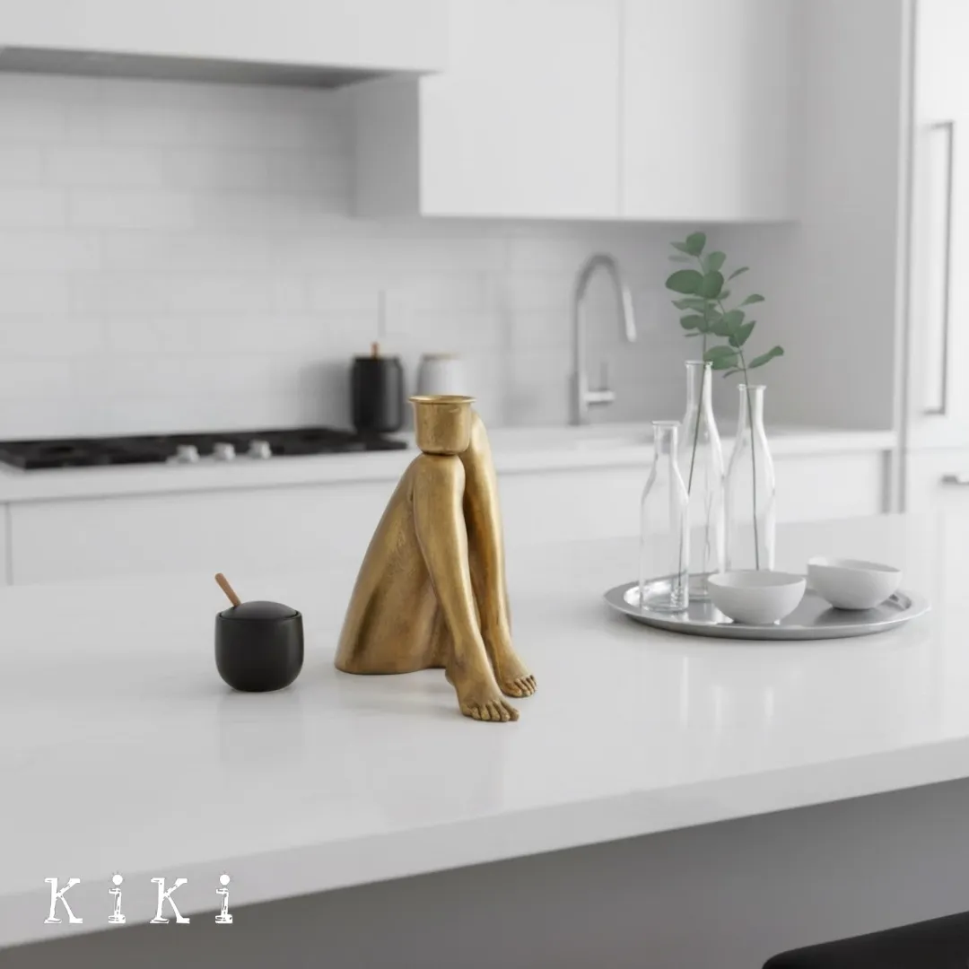 Kickra Sculptural Leg Base Candle Holder - Modern Artistic Design Table Or Living Room Decor KL2204