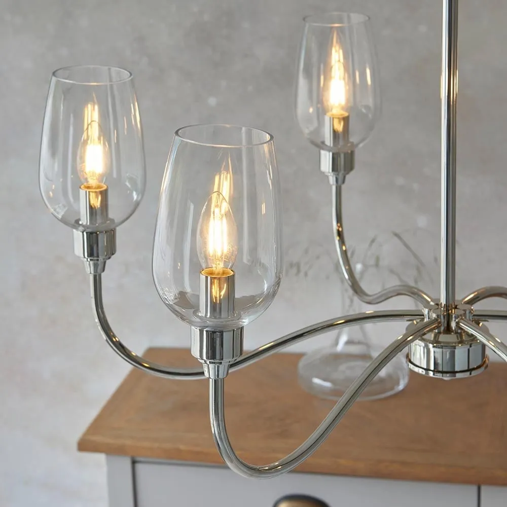 Clarione Art Deco 6-Light Linear Chandelier with Blown Glass Shades for Kitchen KL1882