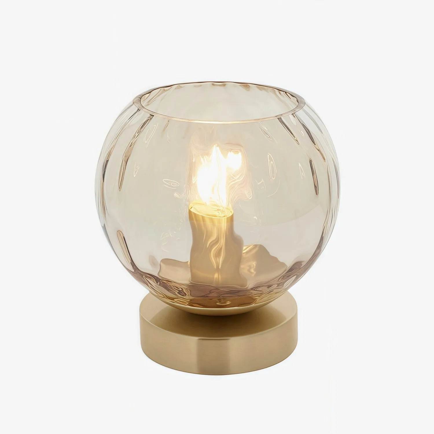 Tracian Modern Dimple Globe Table Lamp - Brass Ambient Decorative Lamp for Bedroom or Lounge KL2007