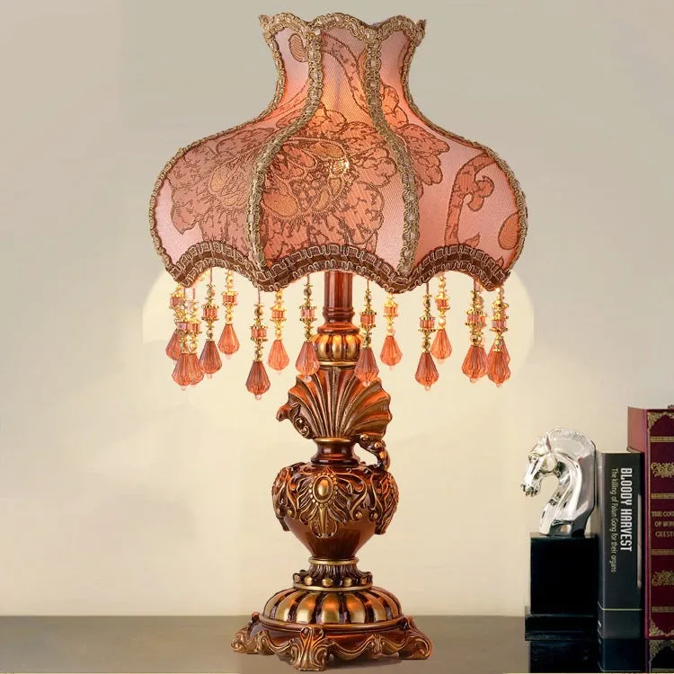 Traditional European Pink Pattern Lampshade Table Lamp KL706
