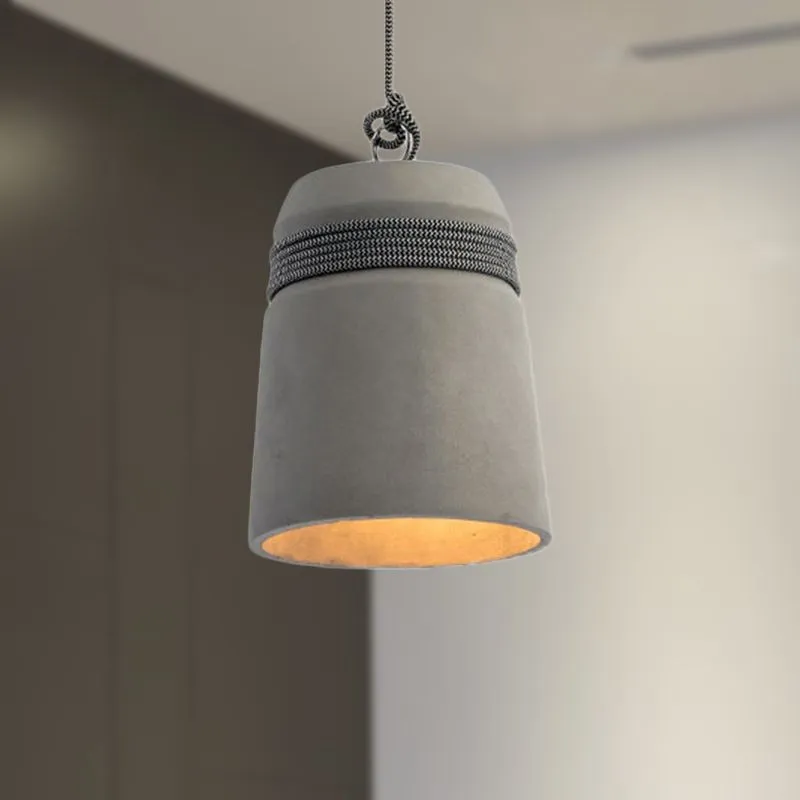 Nordic Cement Hemp Rope Pendant Lamp KL879