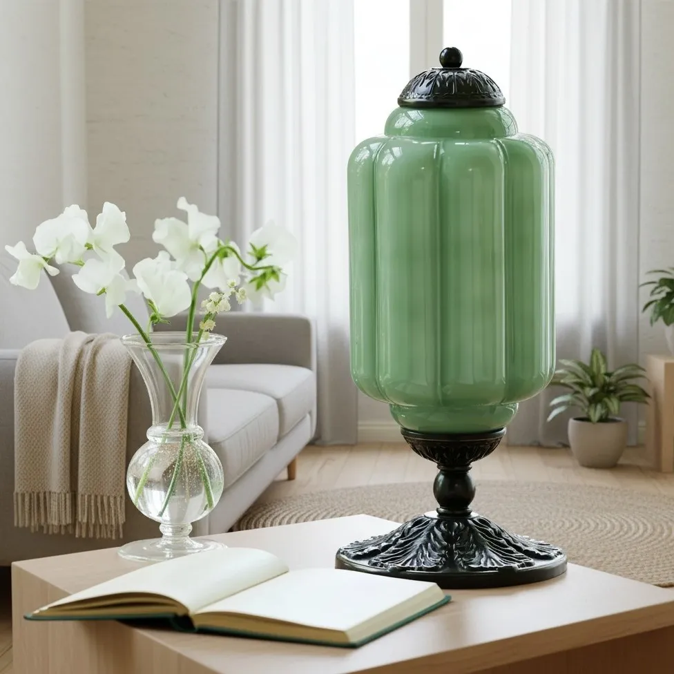 Eloise Vintage Glass Pumpkin Table Lamp - Decorative Accent Lighting for Living Spaces KL876